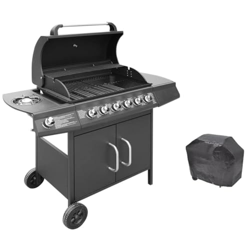 SKM Barbacoa Grill de Gas 6+1 quemadores Negra,Casa y jardín,Cocina y Comedor,Electrodomésticos de Cocina,Barbacoas,Negro,273792