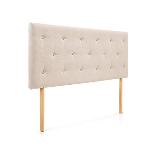 SUENOSZZZ-ESPECIALISTAS DEL DESCANSO Cabecero de Cama Helsinki con Patas nórdicas y tapizado en Tela para Camas de 90 (100 x 100 cm) Tela Beige