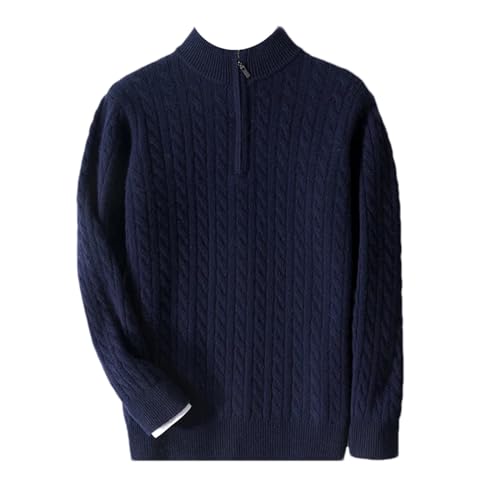 Pull en cachemire pour hommes demi-col roulé zippé veste d'affaires épaisse manches longues