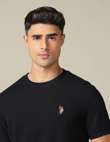 Image of U.S. Polo ASSN. Solid Slim Fit Cotton T-Shirts for Men - Breathable & Comfortable, Half Sleeves Mens Casual T Shirts
