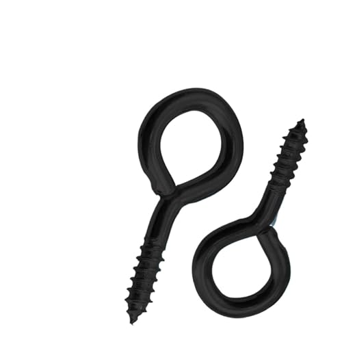 ESESE Ganchos de tornillo, metal en taza, 5-50 piezas Ojales de ojo de oveja Clavo 1# 2# 6# 8# 16# Tornillos de gancho autorroscantes en forma de O chapados en negro(3 50pcs)