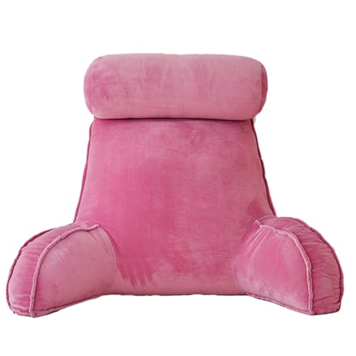 BAHULA Cojín de Respaldo, Almohada de Lectura Desmontable con Brazos para sofá Cama, cojín de Respaldo Alto súper Suave y Acogedor para Sentarse en la Cama,Rosado,75 * 40 * 55cm