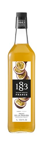 1883 Maison Routin Premium Passion Fruit Syrup for Cocktails, Passion Fruit Martinis, Mocktails, Smoothies, Iced Coffee Glass 1L