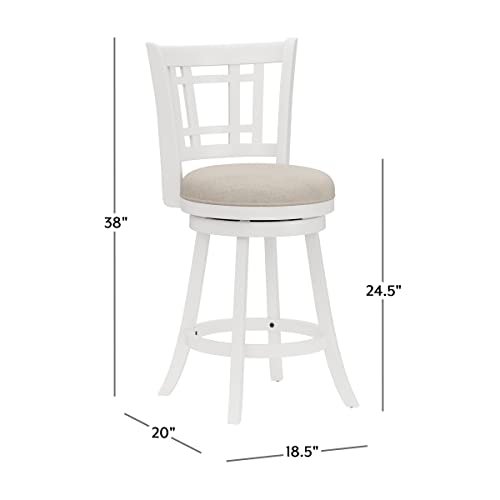 Hillsdale Fairfox Swivel Rectangular Lattice Back, Counter Stool, White #TOP2