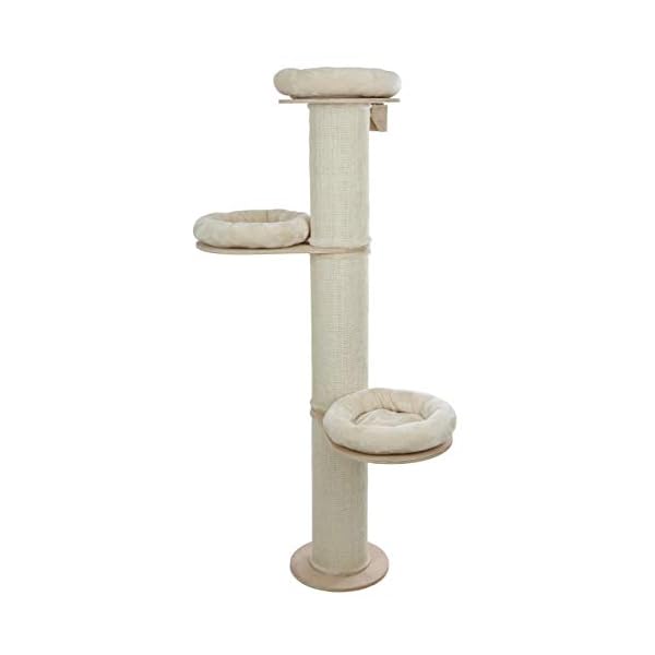 Kerbl Kratzbaum „Dolomit Tower“ für Katzen, 3x Liegefläche, 3x Sisalsäule zum Kratzen, inkl. Wandhalterung, 187 cm Höhe, Bis 10 kg, Beige