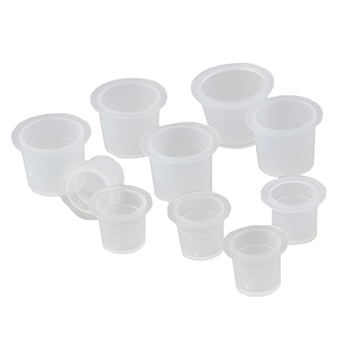 Mixed Tattoo Ink Cups Clear Plastic Semi Permanent Makeup Pigment Holder Accessory Pot 9mm 11mm 14mm (Pack Of 100)