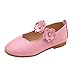 Chaussures pour bébé fille avec fleurs solides - Simple, souple - Chaussures de princesse en cuir souple - Chaussures d'apprentissage pour enfants de 1 à 11 ans, Rose, 22