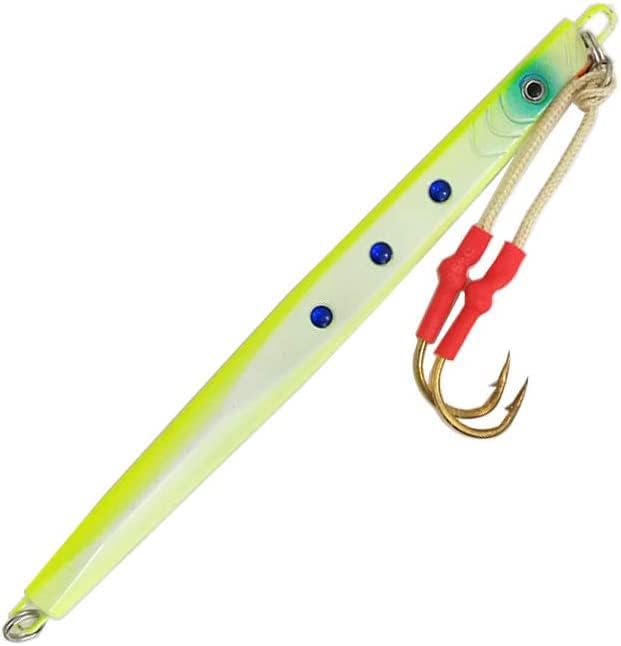Speed Knife Jigs 18oz,500g 3 Pcs Chartreuse for Deep Sea Jigging, Includes Assist Hooks & Rings, Ideal for Catching Pacific Ocean Game Fish