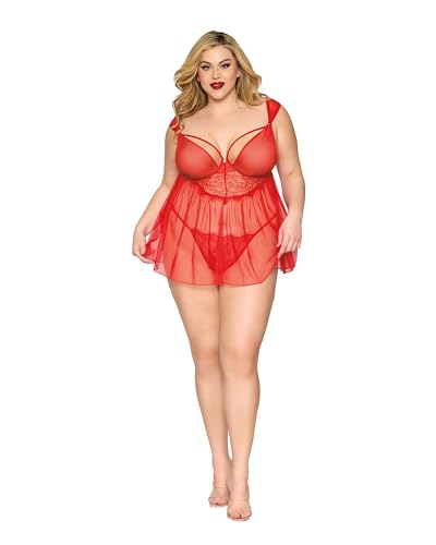 Nuisette et string grande taille rouge Dreamgirl pour vos soirées glamour