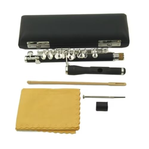 Piccolo Flute High Pitch C Key Silver Plated Instrument, Professional Woodwind Performance Setup : Composite Body-Detachable Headjoint Structure | Orchestra/Band Practice Maintenance Use