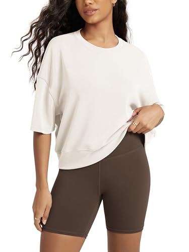 ODODOS Modal Soft Short Sleeve T-Shirts for Women Oversized Crew