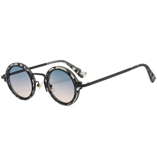 Lunettes de soleil tendance punk ronds clairs dégradés femmes hommes