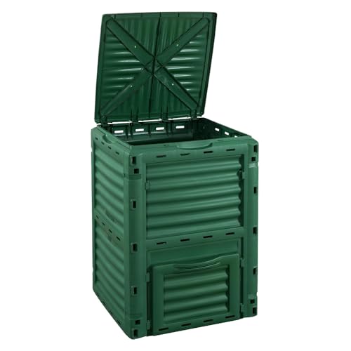 Paluplus Compostiera da Giardino da 300 Litri in Plastica Verde, Misura 61x61x83 cm, Resistente alle...