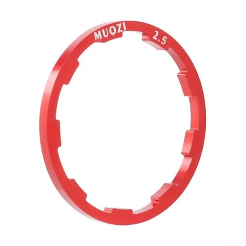 Image of Aluminum Alloy Grooved Hub Washer Set For 8 9 10 11 Speed Bicycle Cassette, Black Red Spacers 0.5mm To 2.5mm(Red 2.5MM)