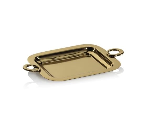 ZodaxStainless Steel and Brass Bar or Serving Trays in Polished Gold and Silver | Bacardi Polished Gold - Small