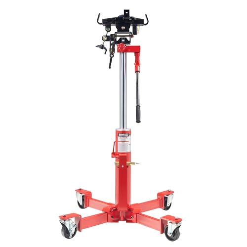 Image of SUNEX Tools 1,000 lb. Air and Hydraulic Telescopic Transmission Jack with Adjustable Saddle Arms, 35.5 in. to 73.5 in. Lift Range, Model 7796