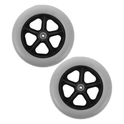 PACKOVE 2セット 車椅子用ソリッド前輪 グレー耐滑性キャスター 高耐久ユニバーサル交換用ホイール 室内外対応スイベル設計で操作性向上