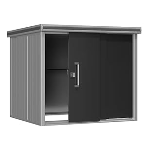 GFP Tuinschuur metalen tuinhuis 221x186x212 cm waterdicht schuurtje met plat dak en schuifdeur in antractiet