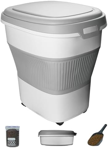 35 Lbs Dog Food Storage Container, Collapsible Dog Food Container with Lid,Multifunctional Pet Food Storage Container for Dog Cat,Rice,Flour,Pet Food Scoop and small container