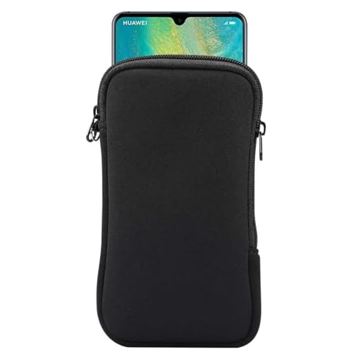 Neoprene Shock Absorbing Proof Pouch Large Cell Phone Sleeve Case Cover w Zipper/Neck Strap for iPhone 14 Plus Samsung Galaxy Note20 Ultra S22 Ultra A13 A03 A23 Moto G Power 2022 LG Stylo 6 (Black)
