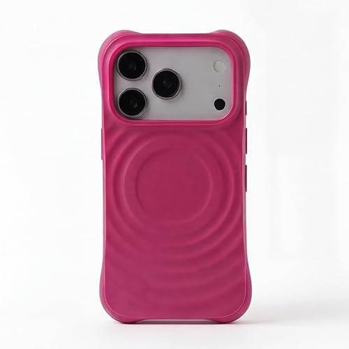 Image of amazon basics Shockproof Case for iPhone 17 Pro Max | Ripple Pattern | Camera Protection | Protective Cover with Enhanced Grip & Wireless Charging Support - Maroon Red