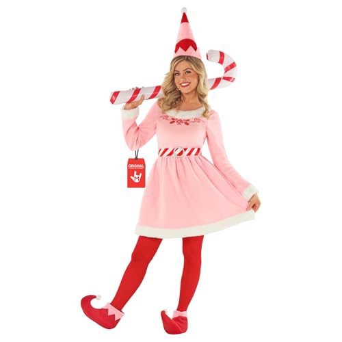 Morph Costume Lutin Rose Femme, Tenue Elf Noël, Déguisement Fête Festif, Robe Elf Amusante, XXL