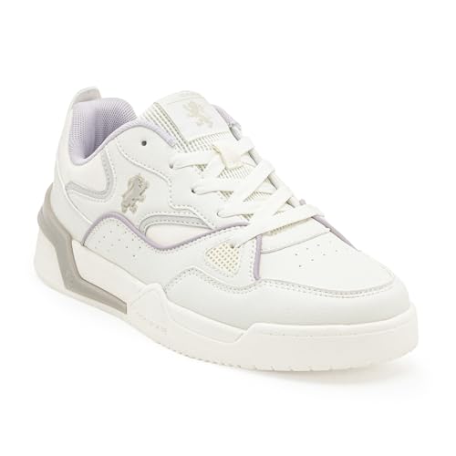 Image of Red Tape Women's Sneakers White Grey Pu Round Toe Lace-Up