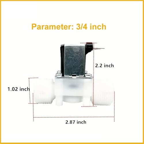Électrovanne 12V normalement ouverte en plastique 1/2" pour circuit d'eau sous pression