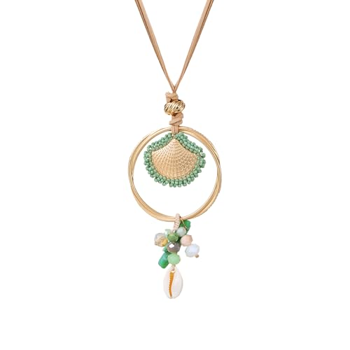 Long collier pour femme avec coquillage martelé une idée cadeau bohème originale
