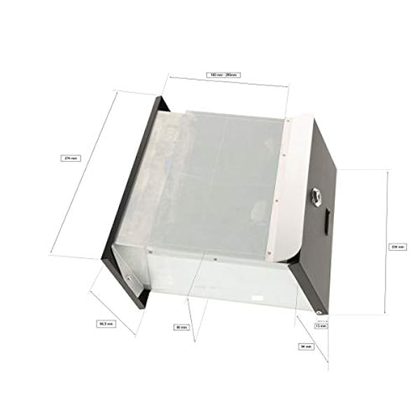 KOTARBAU - Buzón de pared con profundidad regulable de 160 a 295 mm, buzón para paredes de casa y muros de valla, color negro