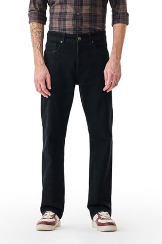 Image of SNITCH Men Casual Jeans | Straight Fit Mid Rise Solid Washed Pattern | Durable Cotton Blend & Stretchable Denim Fabric, Work & Social Outings