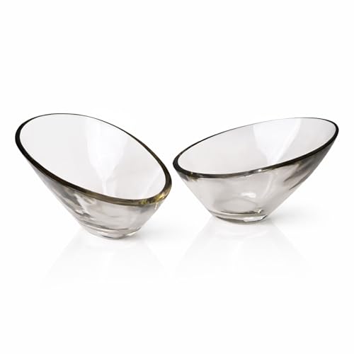 Image of KALAKRITI 6 Inches Glass Flower Decorative Vase | Slant Cut Bowl for Flowers, Floating Candles & Potpourri | Multipurpose Centerpiece Bowl for Living Room, Dining Table & Office Decor (Pack of 2)