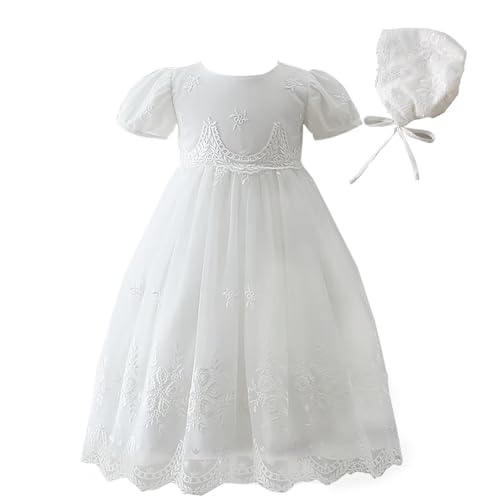 Leideur Bebé Niña Vestido de Bautizo Vestidos Largos de Bendición Vestidos de Novia Formales Blancos Ocasión Especial Vestido de Recién Nacido（Blanco,24M）