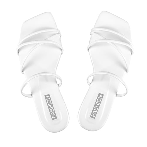 Women's Strappy Sandals Criss Cross Strap Flat Open Toe Leather Slippers Beach Shoes