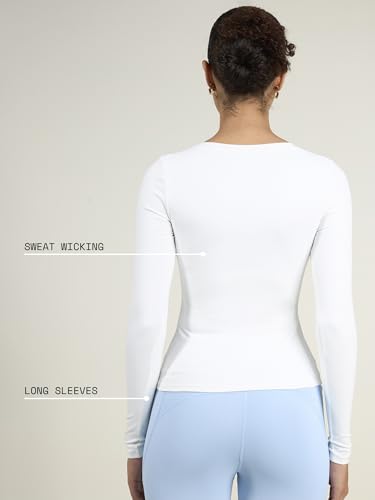 Image of CAVA Sculpt V Neck Top for Women | Snug Sculpted Fit, Long Sleeves, Flattering V Neckline, Minimal Branding, Everyday Activewear Tee