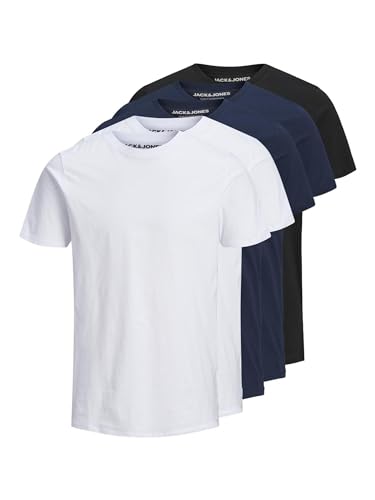 JACK & JONES Jjeorganic Basic tee SS O-Neck 5pk MP Camiseta, Black/Pack:2white 2navy 1black, M para Hombre
