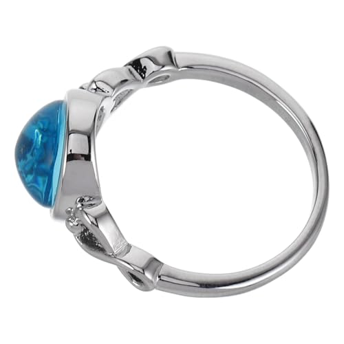 Ipetboom Seeblauer Glasring Mondstein-verlobungsring Farbwechselnder Schmuck Gefühlsring Hologrammring Mondsteinring Damen Mondringe für Frauen Farbringe Farbwechselringe Kupfer Sky-blue