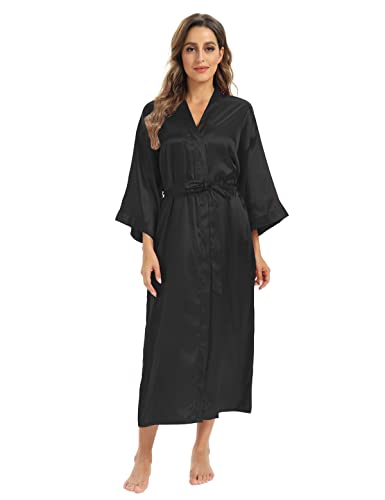 Women's Soft Long Satin Robes Long Silk Robes Full Length Robes Kimonos Silky Bath Robe Dressing Gowns3