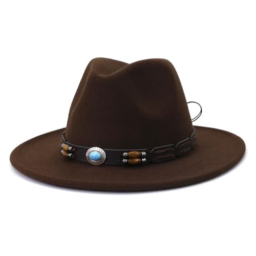 Women Party Church Hats Solid Color Wide Brim Fedora Hat