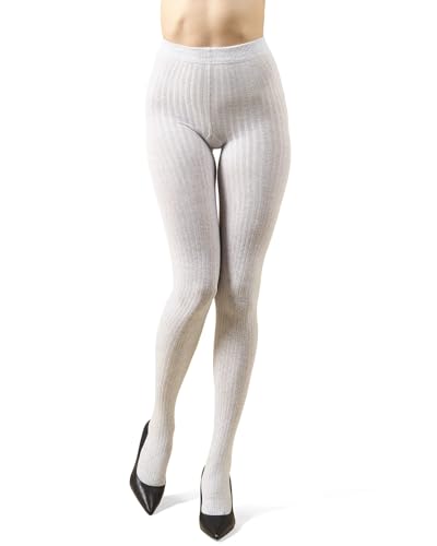 Image of MeMoi Boston Ribbed Cotton Sweater Tights, Warm Opaque Winter Tights