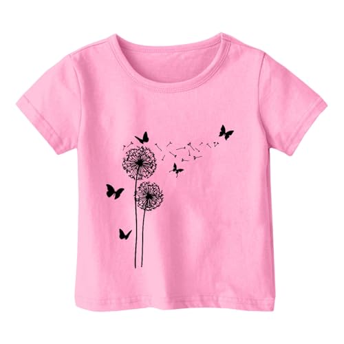 Toddler Girls Dandelion Butterfly Graphic Tee | Cotton Short Sleeve Crew Neck Summer Casual T-Shirt Cozy Kids Clothes2