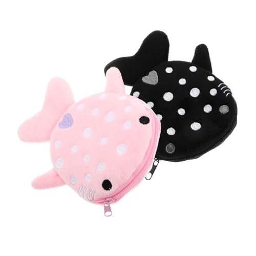 2 Pezzi Di Piccolo Portamonete A Forma Di Squalo Di Peluche Portagioie Da Donna in Morbido Chiusura Con Cerniera Compatto