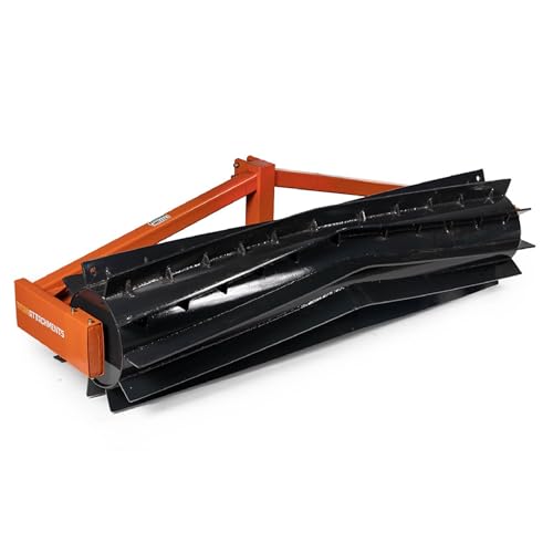 Titan Attachments 3 Point Cover Crop Crimper Roller Fits Category 1 & 2 Tractors, 4" Long Curved Chevron Pattern Blades Crimps The Ground to Terminate Top Crops (Crimper Size: 8')