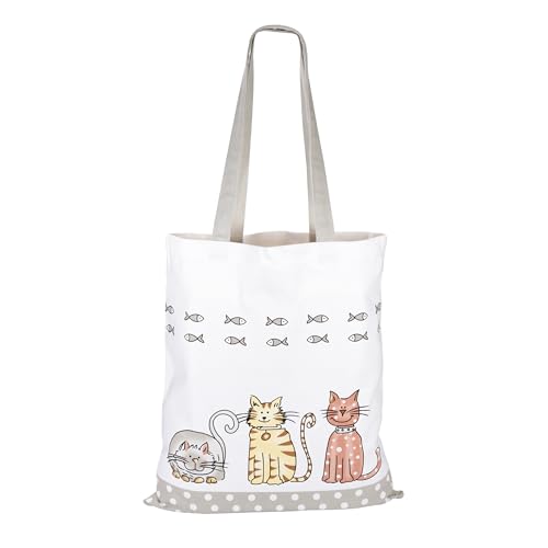 SPOTTED DOG GIFT COMPANY Tote Bag, Bolso Shopper Reutilizable para Mujer, Bolsa de Tela Grueso con Asas Largas, Plegable con Diseño de Gatos, Regalos para Amantes de los Gatos 38 x 42 cm