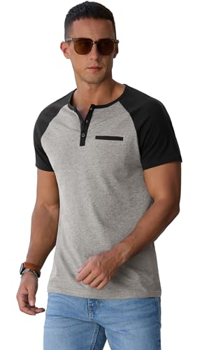Image of Sailwind Men's Cotton Henley Short Sleeve Casual T-Shirts with Pocket