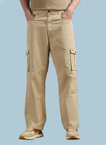 Image of Vogaan Men's Cotton Cargo Pants | Casual Trousers for Men | Comfortable Lower for Men | Breathable Pants with 6 Pockets