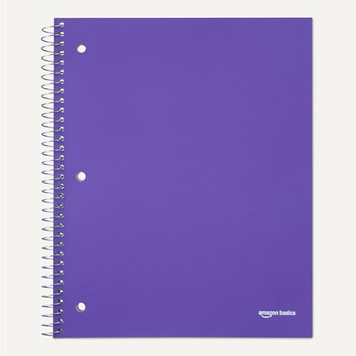 Image of Amazon Basics Wide-Ruled Spiral Notebooks with Poly Cover, 8 inch x 10.5 inch, 100 Sheets, Radiant Orchid, 3-Pack