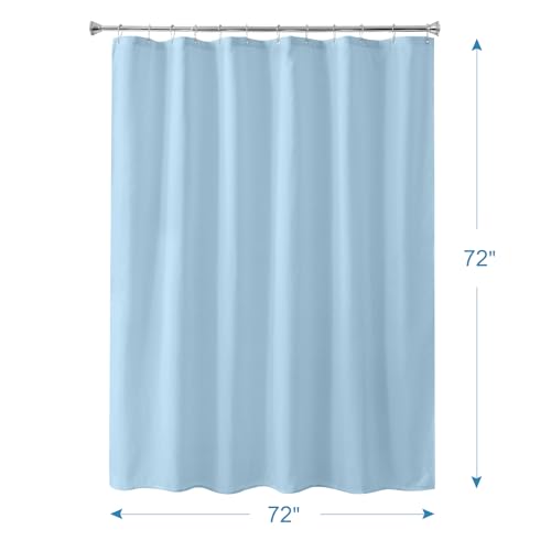 Image of Amazer Baby Blue Shower Liner Cloth Waterproof, Soft Baby Blue Shower Curtain Liner Fabric with Weighted Stones, Washable Shower Curtain and Liner 2-in-1, 12 Grommet Holes, 72 x 72 Inches
