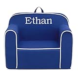 Delta Children Personalized Cozee Chair – Customize with Name – Foam Kids Chair for Ages 18 Months and Up, Blue/White