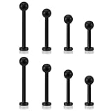 JSDDE 8pcs Stainless Steel Labret Lip Stud Tragus Helix Cartilage Lip Studs Nose Stud Earrings Piercing Jewelry 6-12mm Black